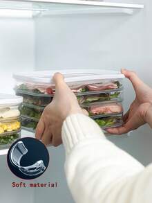 三层可叠放冰箱食品保鲜盒，带盖，适用于腌制肉类、培根和午餐肉。这些三层可叠放食品保鲜盒非常适合存放冷切肉、萨拉米香肠、熟肉和预制食品。它们也可用于食品冷藏和冷冻。 - 彩色 - 查看 4