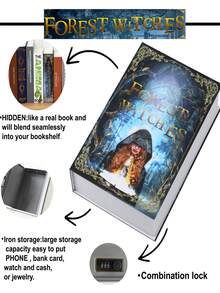 Grande boîte de sécurité de livre, design de dragons dorés, boîte de rangement cachée avec serrure à combinaison, coffre-fort à domicile en pleine vue, boîte de sécurité pour la maison, boîte à monnaie portable, boîte à argent, parfait pour un cadeau d'anniversaire, cadeau d'amitié, grande taille - SORCIÈRES - Voir 8