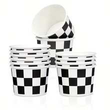 10个/20个/40个装黑白格子冰淇淋赛车主题派对冰淇淋杯、甜点杯、圣代杯、婚礼生日派对用品 - 查看 5