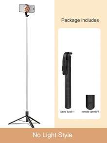 1.7米/1.3米蓝牙无线自拍杆三脚架，带三色LED补光灯，360°旋转不锈钢便携式手机支架，兼容 16/15/14/13/12/11e/Max/Pro/Xs/Xr/X/Plus、Galaxy S25/S24/S23/S22 Ultra、安卓智能手机、GoPro，适合旅行/自拍 - 彩色 - 查看 13