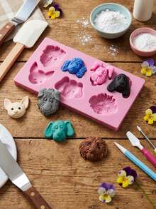 1pc/2pcs Reusable Silicone Mold With Dog And Cat Head Shapes, Candy And Chocolate Making Mold, Suitable For Homemade Baking Cupcakes, Jelly, Cookies And Pudding - View 5