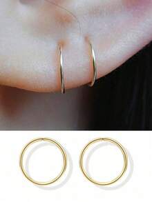 3Pcs 14K Gold Plated Nose Rings Hoops For Women Men 22 Gauge 8mm Small Thin Nose Piercing Jewelry Tiny Septum Cartilage Helix Tragus Earrings Hoops 1OTP - B-3 chiếc 8mm/0.32in Bạc & Vàng & Vàng hồng - Xem 2