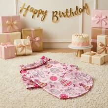 1pc Pet Dog Pajamas, Pink Birthday Party Style Dog Shirt, Suitable For Small/Medium Dogs & Cats, As Pet Birthday Gift - Pink - View 4