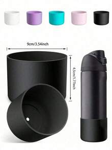 2个7.5-9厘米硅胶水瓶套，适用于24盎司、32盎司、40盎司水瓶，防滑保护套带底部缓冲垫，适用于保温杯、旋转翻转式不锈钢水瓶 - 彩色 - 查看 9