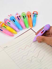 复活节卡通装饰圆珠笔，兔子和彩蛋四色笔，派对礼品/办公用品/节日装饰笔 - 復活節實色小四色隨機髮 - 查看 4