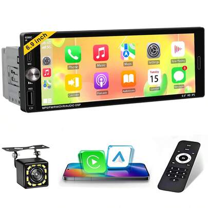Auto Estéreo 1 Din Mp5 6.86 Pulgada wireless Carplay & Android Auto