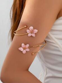 1 Pulsera de moda, exquisita, elegante, tierna, dulce, con diseño de flor en estilo urbano, para el verano, joyería - Rosa - Ver 1