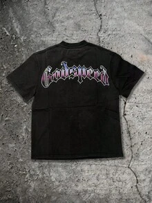 Boy's T-Shirt Y2K With Skeleton Baller Rocking The Number 8 Jersey, Toasting Triumphantly On The Court, Gradient Godspeed Typography Backing Him, The Undead Legend Of The Hardwood Double-Sided Print Boy's Summer Round Neck Short Sleeved Casual Print T-Shirt - 黑色 - 查看 2