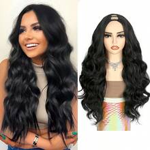 V Part Wig Body Wave 150% Density Upgrade U Part Beginner Friendly Body Wave 28inches Loose Curly Wig ( Black/ Brown Highlights) Full Head Clip In Hair Hair Topper Syntehtic Curly Wig Balck Curly Wave Wig Full Long Wave Wig For Women Daily Life Or Party - Multicolor - View 1