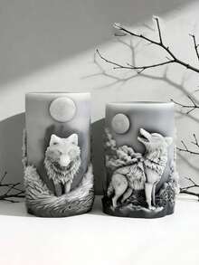 Wolf Relief Cylindrical Candle/Mold - Flexible Silicone Animal Wolf King Wax/Resin/Soap Mold, Realistic Texture, Suitable For DIY Handmade, Handmade Candle Making, Wedding Souvenirs, Soap Making, Resin Art - Wolf Head Relief Cylindrical Mold - Wolf Head Cylinder - View 4
