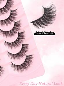 7对装假睫毛，纤细轻盈，D卷翘猫眼睫毛，自然狐狸眼假睫毛，蓬松仿貂毛条状假睫毛 - 黑色 - 查看 6