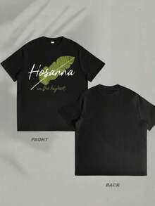 Camiseta de hombre manga corta para pareja diseño Hosanna en lo más alto regalo ideal para cumpleaños masculino regalo perfecto 100% algodón camiseta de verano estampada transpirable holgada suave y cómoda para uso diario ideal para actividades al aire libre estilo casual para pareja - Negro - Ver 2