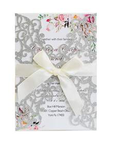 1 Bộ Thiệp Mời Cưới Thanh Lịch Kèm Phong Bì và Thẻ RSVP, Thiệp Mời Cưới Hình Hoa Hồng Rỗng Lấp Lánh Vàng, Thiệp Tự Làm Kèm Ruy Băng Satin Buộc Sẵn, Thích Hợp Cho Đám Cưới, Kỷ Niệm, Tiệc Cô Dâu, Tiệc Đính Hôn, Tiệc Tiệc - Nhiều kiểu dáng - Xem 8