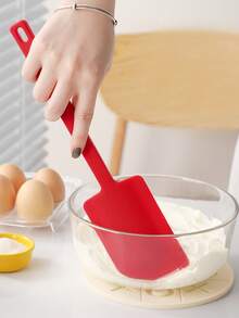 1pc Grade Silicone Cream Cake Spatula,Silicone Large Scraper,Baking Scraper,Cake Scraper, Cream Scraper,Silicone Spatula,Silicone Butter Scraper,Extended Handle Baking Silicone Scraper,Cooking Spatula,Salad Stirring Spatula,Cake Cream Cooking Silicone Spatula,Baking Tool,Non Stick Silicone Spatula For Kitchen Cooking - Multicolor - View 1