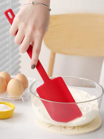 1pc Grade Silicone Cream Cake Spatula,Silicone Large Scraper,Baking Scraper,Cake Scraper, Cream Scraper,Silicone Spatula,Silicone Butter Scraper,Extended Handle Baking Silicone Scraper,Cooking Spatula,Salad Stirring Spatula,Cake Cream Cooking Silicone Spatula,Baking Tool,Non Stick Silicone Spatula For Kitchen Cooking,Scraper,For Cream,