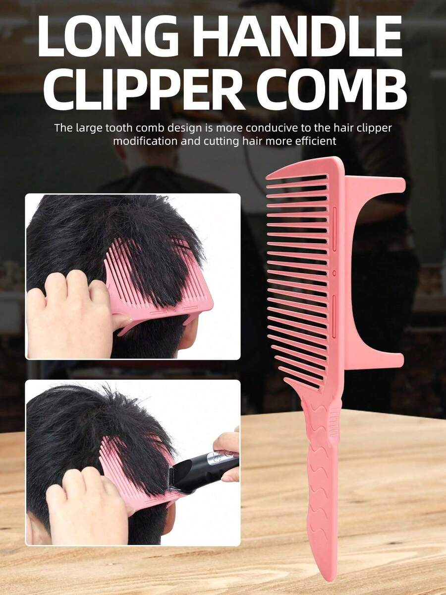 Pink Guide Comb Professional Barber Clipper Blending Flat Top Hair Cutting Comb Heat-Resistant Fade Brush For Men Salon Styling Tool