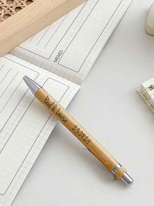 Customized Name/Logo Bamboo & Wood Beaded Ballpoint Pen, In-Stock Gift Pen - Brown - View 7