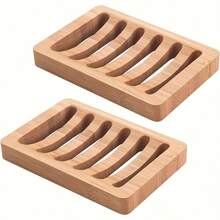 1pc Self-Draining Soap Dish With Holder - Wooden Bathroom/Shower Soap Dish With Drainage System, Vertical Soap Rack, Bathroom Soap Holder - Multicolor - View 4