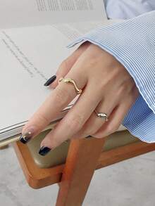 925纯银极简波浪纹戒指，女士日常佩戴 - Wave Ring - 查看 10
