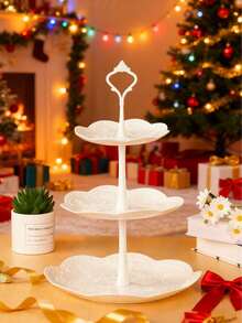 Three Layer White Cake Rack, Cookie Tray, And Cupcake Tower, Suitable For Weddings, Graduation Parties, And Other Occasions/Festivals/Gatherings/Cake Decoration/Cupcake Rack/Room Decoration/Spring Decoration/Home Decoration/Spring Home Decoration/Kitchen Accessories - View 2