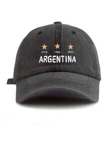 1Pcs Men Washed Casual Baseball Cap Simple Casual Stylish And Retro With Function Lightweight And Breathable And Versatile Soccer Fan Hat Weekend Trip Hat Outdoor Activity Hat Suitable Camping Adventure Hat Fishing Trip Hat Hiking Excursion Hat With Argentina 3-(1978, 1986, 2022) Graphic Print Classic Curved Brim Visor Spring Travel Hat-Hop Street Style Hat Daily Leisure Hat - Printed baseball cap - 查看 4