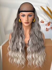 V-Clip Style Hair Extension 24 Inch Natural Wave Curly Synthetic Wig For Daily Parties - Brown Ombre - View 9