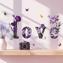 1件 2026 MS-JR015-016 新款个性化 LOVE 盛开牡丹花蝴蝶墙贴，适用于卧室、橱柜、客厅 - 多色 - 查看 5