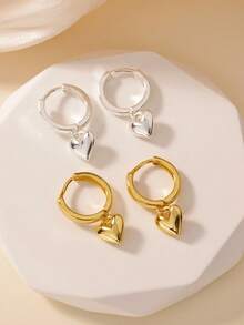 1 Pair 3D Heart Bubble Stainless Steel Earrings, Women's, Elegant Anti-Fading, 18K Gold Plated, Suitable For Party, Wedding, Prom, Valentine's Day And Mother's Day Gift - Stainless Steel Earrings - View 4