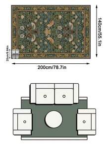 Tapete vintage marroquino com estampa floral e totem de pássaros (1 peça), em imitação de lã macia, ideal para banheiro, cozinha, hall de entrada, corredor, cabeceira, sala de estar e quarto. Lavável à máquina. Decoração para casa. - Multicolorido - Ver 15
