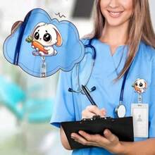 Easter Badge Reels With Alligator Clip Funny ID Badge Holders Cute Bunny Badge Reel Designs Retractable Bow Shape Easter Badge Holder For Nursing Medical Students Nurse Name Accessories For Work - Lễ Phục Sinh năm 878 - Xem 4