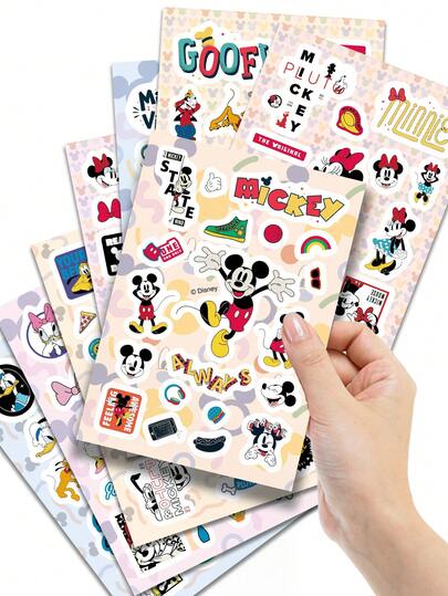  Disney | 8 Sheets Funny Mickey Mouse And Friends Minnie Stickers Pack Cute Cartoon Character Movie Decal Sticker For Adults Water Bottle Phones Laptop Skateboard Scrapbook Diary Album Planner Car Creative Graffiti Luggage School Supplies Back To School Reward Gift Labels Christmas Birthday Party Gift Decoration