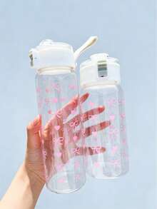 1个（350/550/800毫升）蝴蝶与爱心印花透明运动水瓶，便携大容量健身杯，果汁瓶，易于清洗，适合户外、旅行、办公、健身、购物、返校季、旅行必备，送给女性的礼物，送给朋友的礼物 - 彩色 - 查看 6