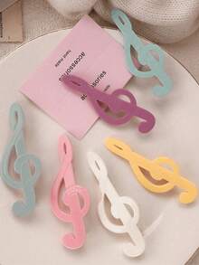 6/1pc Polka Dot & Musical Note Design Hair Clips, Unique & Fun Hair Accessories, Solid Color Note Hair Clips, Cute & Sweet For Girls, Striped Alligator Clip Bangs Hairpins, Holiday Gift Hair Decorations, Suitable For Parties And Events, Head Accessories - Multicolor - View 10