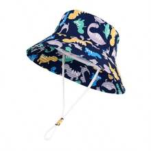 Dinosaur Baby Sun Hat, Toddler Bucket Hat, Wide Brim Children's Beach Hat, UV Protection, Unisex - Tricolor Dinosaur Short-brimmed Bowl Hat - View 9