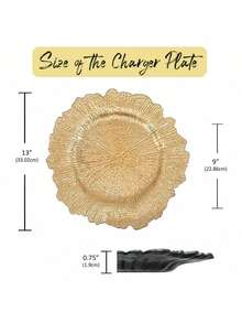 12/36 Pcs 13 Inch Floral Reef Charger Plates, Elegant Table Setting Chargers For Wedding Party & Home Dining Table Decoration - 金色 - 查看 4