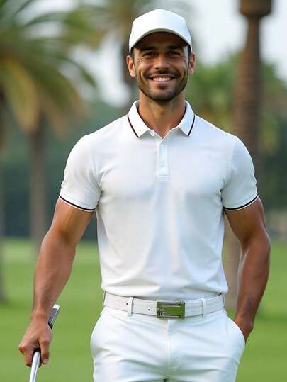 Polo da golf da uomo con bordi a contrasto, camicia casual da lavoro con colletto a mezza bottone e blocchi di colore, adatta come regalo per il fidanzato, per il golf, per l'uso quotidiano, per l'estate, per il tennis