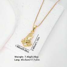 1件白色锆石18K镀金铜掌形吊坠项链，奢华珠宝礼品，女士之选，简约设计 - 金色 - 查看 11