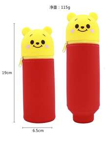 Stitch Silicone Pencil Case - 2-In-1 Telescopic Pen Pouch & Stand Up Pencil Holder, Cute Cartoon Stationery For School & Office - Blue/Multicolor - View 7