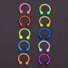 Glow In Dark Neon Colored Horseshoe Circular Barbell Piercing Rings - Nose Septum Eyebrow Lip Ring Septum Retainer Women Piercing Jewelry - 20 quả bóng - Xem 6