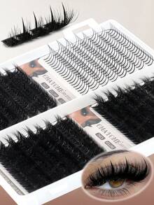 1盒/2盒，共592条。眉毛套装，单根式，D/DD卷度，效果长度0.35-0.63英寸。DIY假睫毛，60D+80D+100D混合密度，自然蓬松浓密，0.07毫米，类似狐狸毛。包含睫毛胶、镊子和刷子。适用于圣诞节、万圣节、派对、日常佩戴，是必备的美容工具，兼具美容与健康，可打造节日华丽妆容。睫毛套装，单根睫毛，假睫毛。 - 棕色 - 查看 12