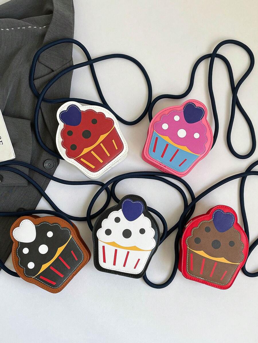 1 Pc Mini Children Personalized Ice Cream Cake Shape Messenger Bag Shoulder Bag Purse Portable Versatile Zip Closure Candy Bag