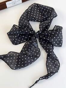 Sensual Leopard Print Polka Dot Silk Scarf, Versatile Fashion Niche High-End Accessory, Can Be Used As Belt Or Scarf, Spring/Summer New Arrival - 26572A Black and White Polka Dot - View 3