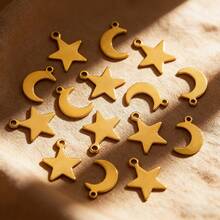 20pcs 304 Stainless Steel 18K Gold-Plated Moon And Star Pendant DIY Charm Jewellery Necklace Making Accessories Women's Stainless Steel Jewellery Handmade Components - Pendant - View 3