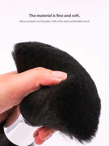 1个柔软尼龙颈刷，理发清洁工具，含理发披肩，适合家庭和专业沙龙使用 - 黑色 - 查看 3