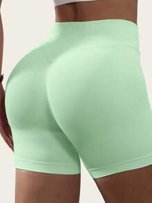 Set de 3 pantalones cortos de yoga de cintura alta para mujer, pantalones cortos sin costuras con efecto levantador de glúteos con forma de corazón, pantalones elásticos transpirables para fitness, running y ciclismo, pantalones deportivos de verano - Multicolor - Ver 9