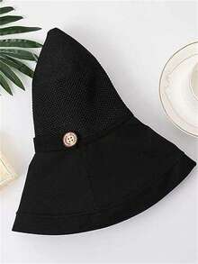 1 chiếc mũ lưới chống nắng cho nữ, vành rộng, mũ đi biển, chống tia UV, mũ xô có thể gấp gọn dễ dàng mang theo. - Nhiều màu - Xem 8