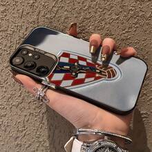 [Expédition locale 24 heures] Étui de téléphone avec motif de l'équipe nationale croate C pour Apple 17" 22-26 Galaxy 13-15 ULTRA 1P, convient pour Galaxy S25 Ultra | S24 Plus | S23 FE | S21 Pro | S22 | S20+ | A03S | A05S | A14 | A31 | A53 | A34 | A10 | A04E | M04 | A33 | A35 | A55 | A72 | A71 | A70 | A22 | A16 | A06 | A20S | A54 et autres téléphones, anti-salissures | mode | , matériau IMD argent - Noir - Voir 3