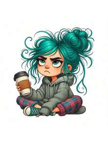 1pc/2pcs/3pcs Coffee Girl Heat Transfer Vinyl Stickers, Easy To Iron, Washable And Durable, Suitable For DIY T-Shirts, Jeans, Backpacks And Pillows, Iron-On Transfer Stickers - L - View 1