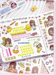 20pcs/Set (Approx. 1000pcs) Bullet Journal Stickers, Suitable For Decorating Planner, People Themed Scrapbooking Stickers, Washi Tape Storage Book School Supplies - 1 Set - View 4