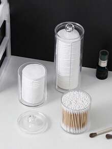 1 Caja de almacenamiento de hisopos, Dispensador de almohadillas desmaquilladoras, Caja de almacenamiento de almohadillas desmaquilladoras con tapa, Caja de almacenamiento de cosméticos transparente, Decoración de habitación, Bolsa de maquillaje - Multicolor - Ver 6